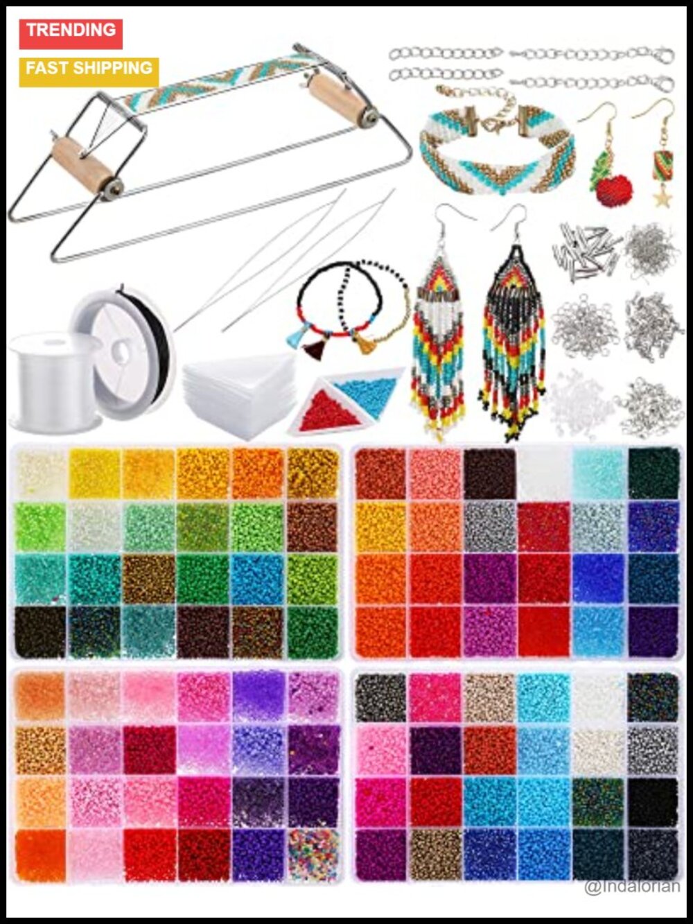 Bead Loom Kit 48000 2mm Glass Seed Beads DIY Jewelry Making Crafts 96 Colors